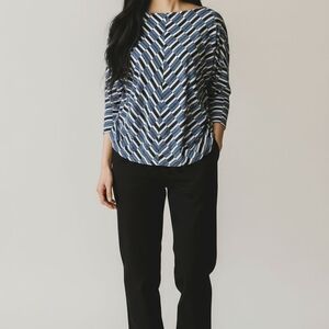 Chevron Patterned Top in Blue and White